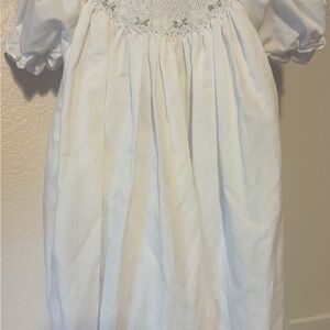Petit Ami White Smocked Puff Sleeve Dress